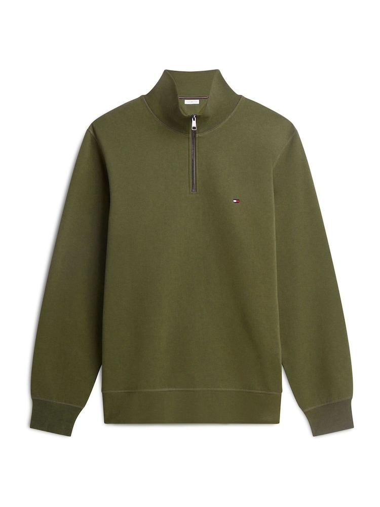 Tommy Hilfiger Green Peached Fleece Quarter Zip Sweatshirt - Image 5 of 5 Tommy Hilfiger Green Peached Fleece Quarter Zip Sweatshirt - Image 5 of 5
