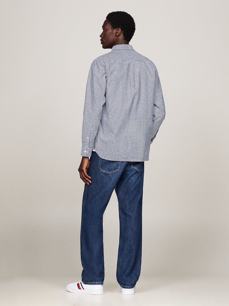 Tommy Hilfiger Blue Regular Fit Gingham Check Oxford Shirt - Image 4 of 4 Tommy Hilfiger Blue Regular Fit Gingham Check Oxford Shirt - Image 4 of 4