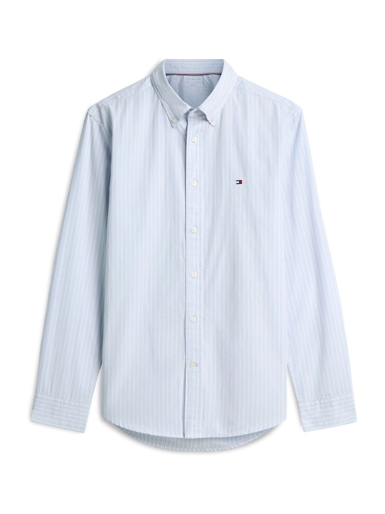 Tommy Hilfiger Blue Regular Fit Flex Stripe Shirt - Image 5 of 5 Tommy Hilfiger Blue Regular Fit Flex Stripe Shirt - Image 5 of 5