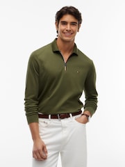 Tommy Hilfiger Green Fluid Cotton Long Sleeve Polo Shirt - Image 1 of 6
