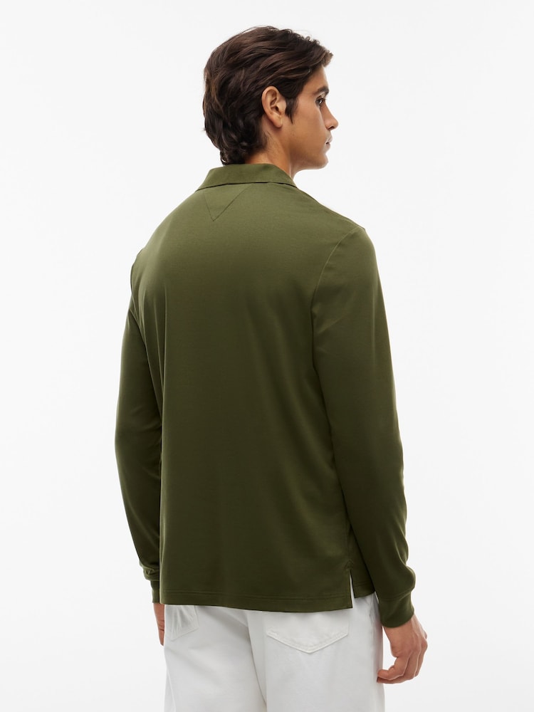 Tommy Hilfiger Green Fluid Cotton Long Sleeve Polo Shirt - Image 2 of 6