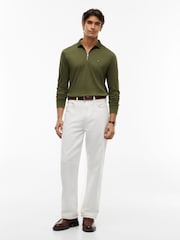 Tommy Hilfiger Green Fluid Cotton Long Sleeve Polo Shirt - Image 3 of 6