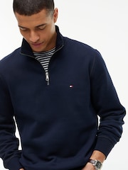 כחול  - Tommy Hilfiger סווטשירט פליז צמרירי עם רבע רוכסן - תמונה 4 מתוך 7