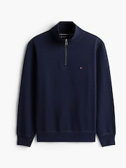 כחול  - Tommy Hilfiger סווטשירט פליז צמרירי עם רבע רוכסן - תמונה 7 מתוך 7