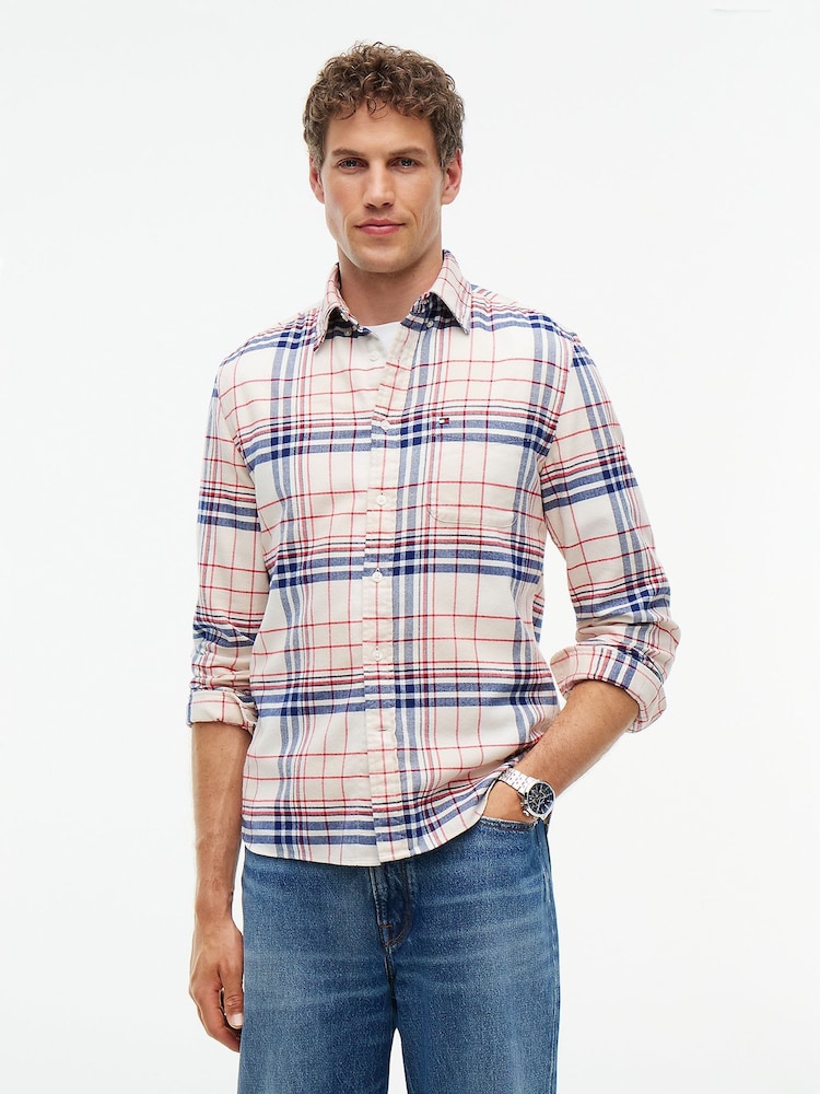 Alb - Tommy Hilfiger Regular Fit Tartan Check Flannel Shirt - Imaginea 1 din 6
