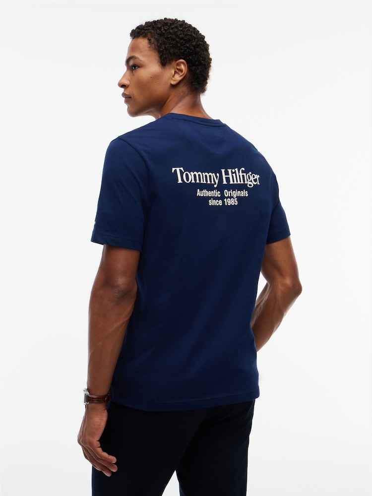 Синій - Tommy Hilfiger Футболка з круглим вирізом і логотипом на спині - Image 2 of 5
