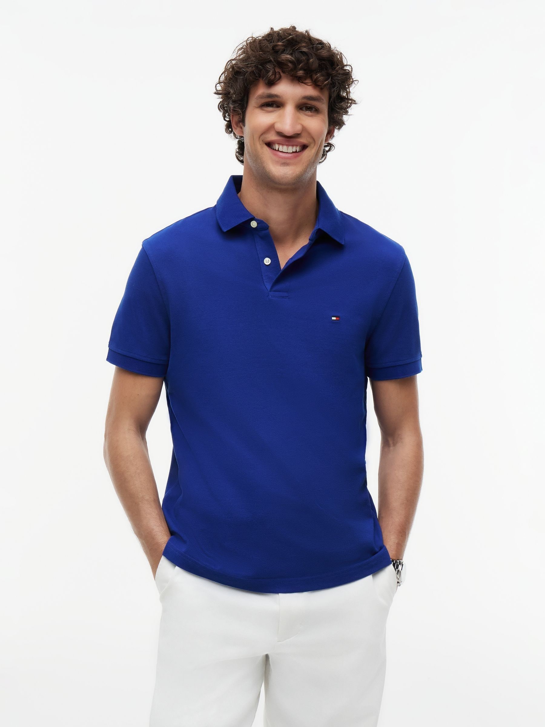 Tommy Hilfiger Men's Blue 1985 Regular Fit Pique Polo Shirt - Image 1