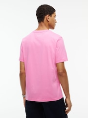 Tommy Hilfiger Pink Flag Embroidery Crew Neck T-Shirt - Image 2 of 5