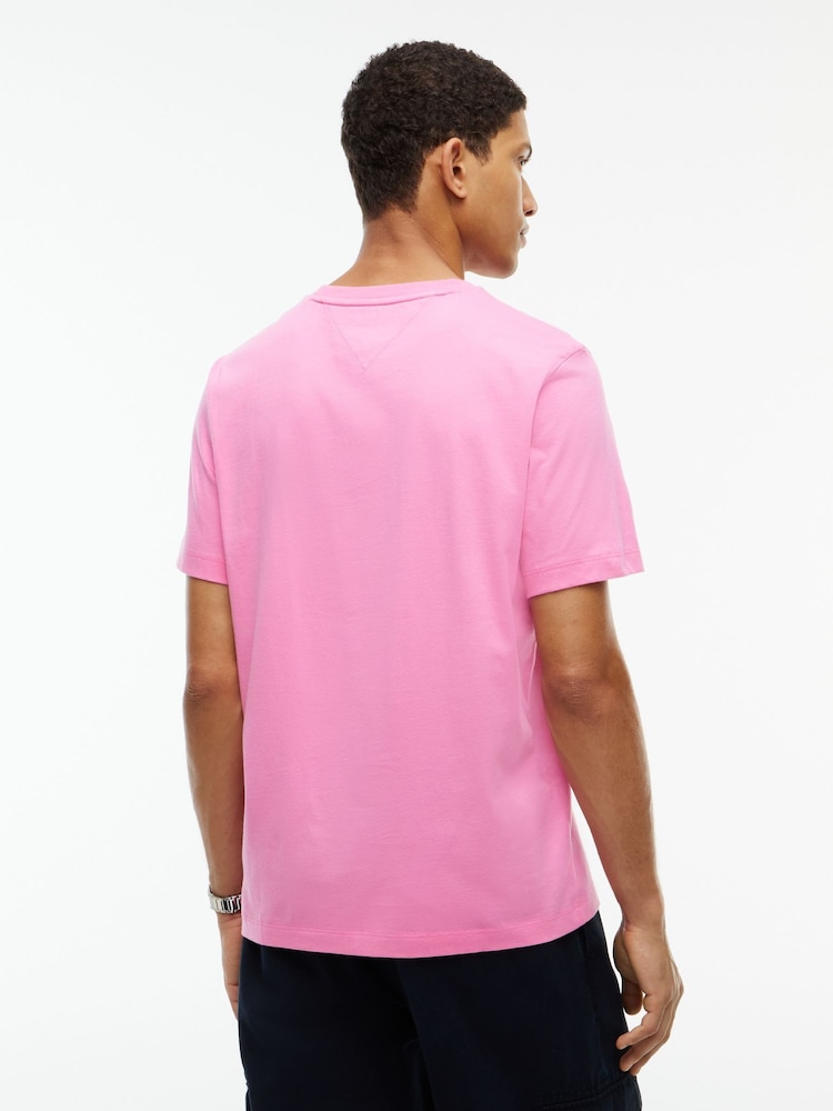 Tommy Hilfiger Pink Flag Embroidery Crew Neck T-Shirt - Image 2 of 5 Tommy Hilfiger Pink Flag Embroidery Crew Neck T-Shirt - Image 2 of 5