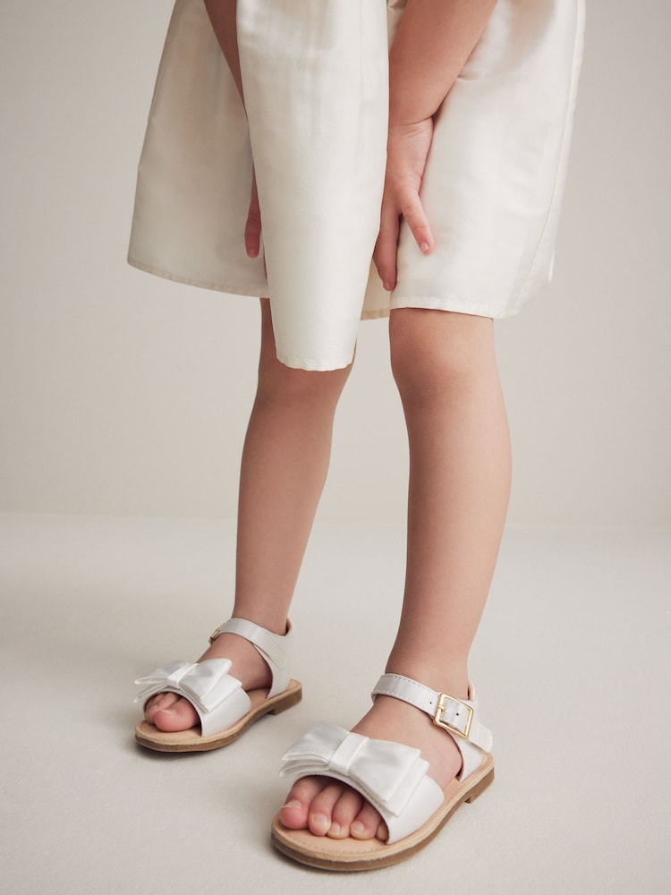 White Wide Fit (G) Bow Occasion Sandals - Image 1 of 10