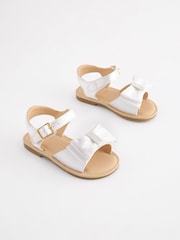 White Wide Fit (G) Bow Occasion Sandals - Image 4 of 9