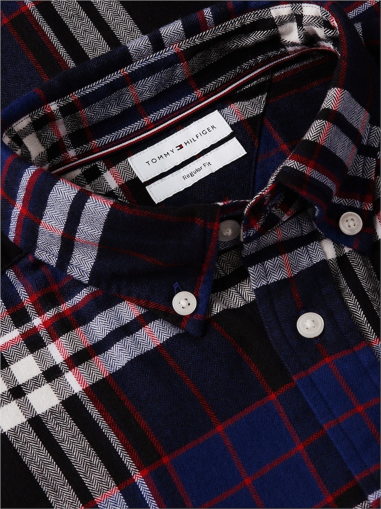 Albastru - Tommy Hilfiger Regular Fit Tartan Check Flannel Shirt - Imaginea 7 din 7