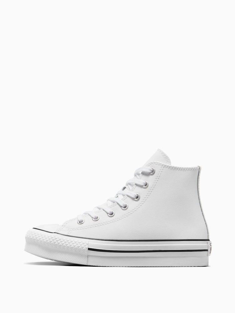 Converse White Junior All Star EVA Lift Leather Trainers - Image 2 of 8