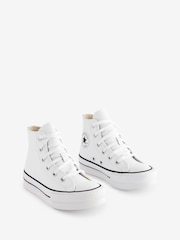 Converse White Junior All Star EVA Lift Leather Trainers - Image 3 of 8