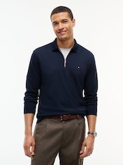 Tommy Hilfiger Blue Fluid Cotton Long Sleeve Polo Shirt - Image 1 of 6