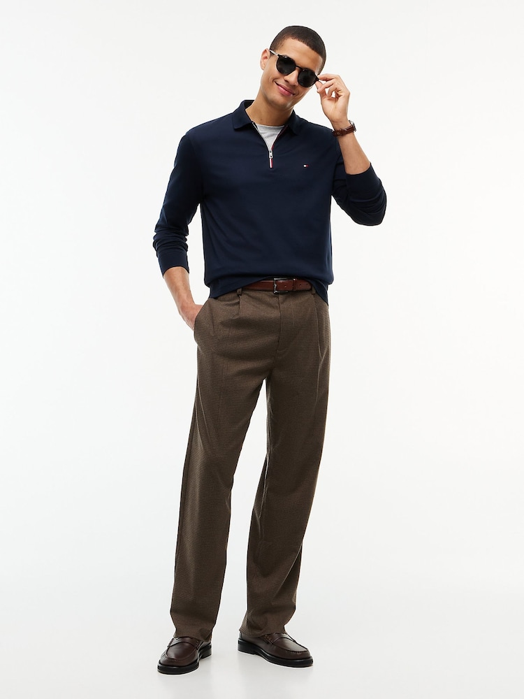 Tommy Hilfiger Blue Fluid Cotton Long Sleeve Polo Shirt - Image 2 of 6 Tommy Hilfiger Blue Fluid Cotton Long Sleeve Polo Shirt - Image 2 of 6