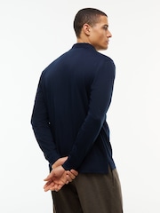 Tommy Hilfiger Blue Fluid Cotton Long Sleeve Polo Shirt - Image 3 of 6