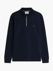 Tommy Hilfiger Blue Fluid Cotton Long Sleeve Polo Shirt - Image 5 of 6