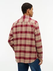 Tommy Hilfiger Red Relaxed Fit Check Flannel Overshirt - Image 2 of 5