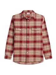 Tommy Hilfiger Red Relaxed Fit Check Flannel Overshirt - Image 5 of 5