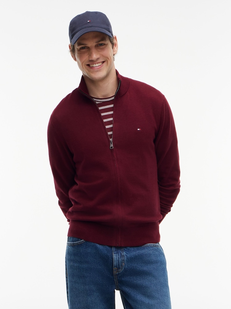 Tommy Hilfiger Red Zip-Thru Jumper With Cashmere - Image 1 of 7