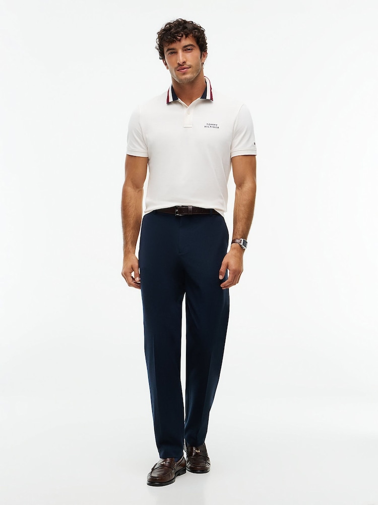 Крем - Tommy Hilfiger кәдімгі пішінді ұшты жағалы поло жейдесі - 8суретінің 2 суреті