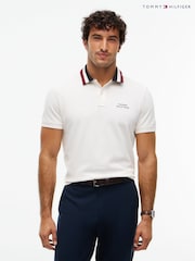 Крем - Tommy Hilfiger кәдімгі пішінді ұшты жағалы поло жейдесі - 8суретінің 8 суреті