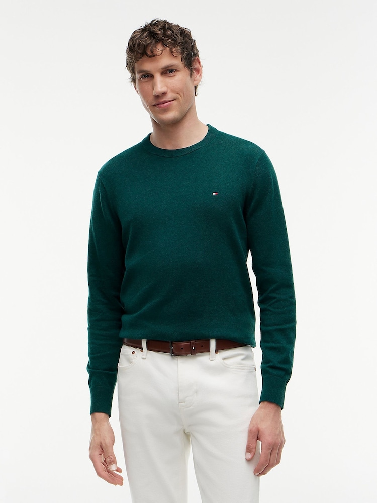 Tommy Hilfiger Green Crew Neck Jumper With Cashmere - Image 1 of 5