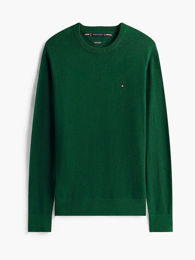 Tommy Hilfiger Green Crew Neck Jumper With Cashmere - Image 5 of 5
