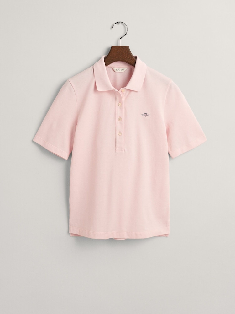 GANT Pink Slim Shield Pique 100% Cotton Polo Shirt - Image 5 of 5