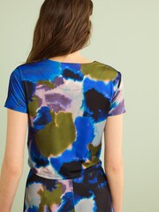 Black Tie Dye Print Cropped T-Shirt - Image 3 of 6