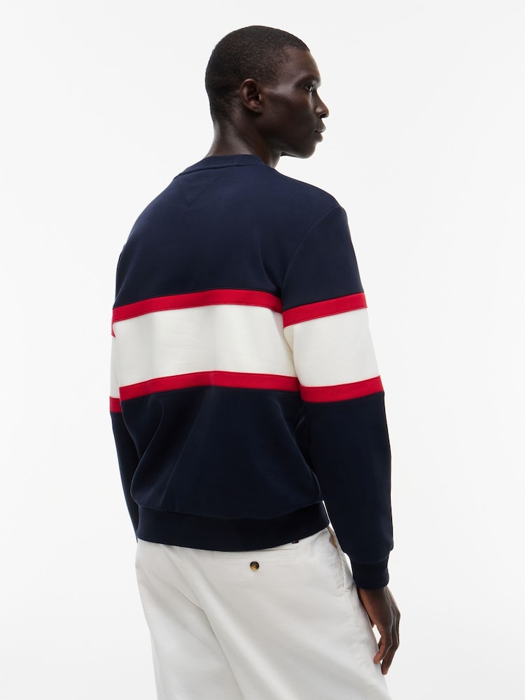 Tommy Hilfiger Blue Colour Blocked Intecho Knit Sweatshirt - Image 2 of 5 Tommy Hilfiger Blue Colour Blocked Intecho Knit Sweatshirt - Image 2 of 5