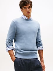 Tommy Hilfiger Brisk Blue Crew Neck Jumper With Cashmere - Image 3 of 5