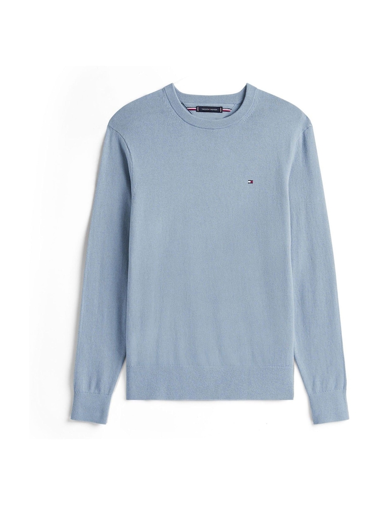 Tommy Hilfiger Brisk Blue Crew Neck Jumper With Cashmere - Image 5 of 5 Tommy Hilfiger Brisk Blue Crew Neck Jumper With Cashmere - Image 5 of 5