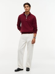 أحمر - كنزة محبوكة بنمط مجدول وربع سحّاب من Tommy Hilfiger - صورة 2 من 6