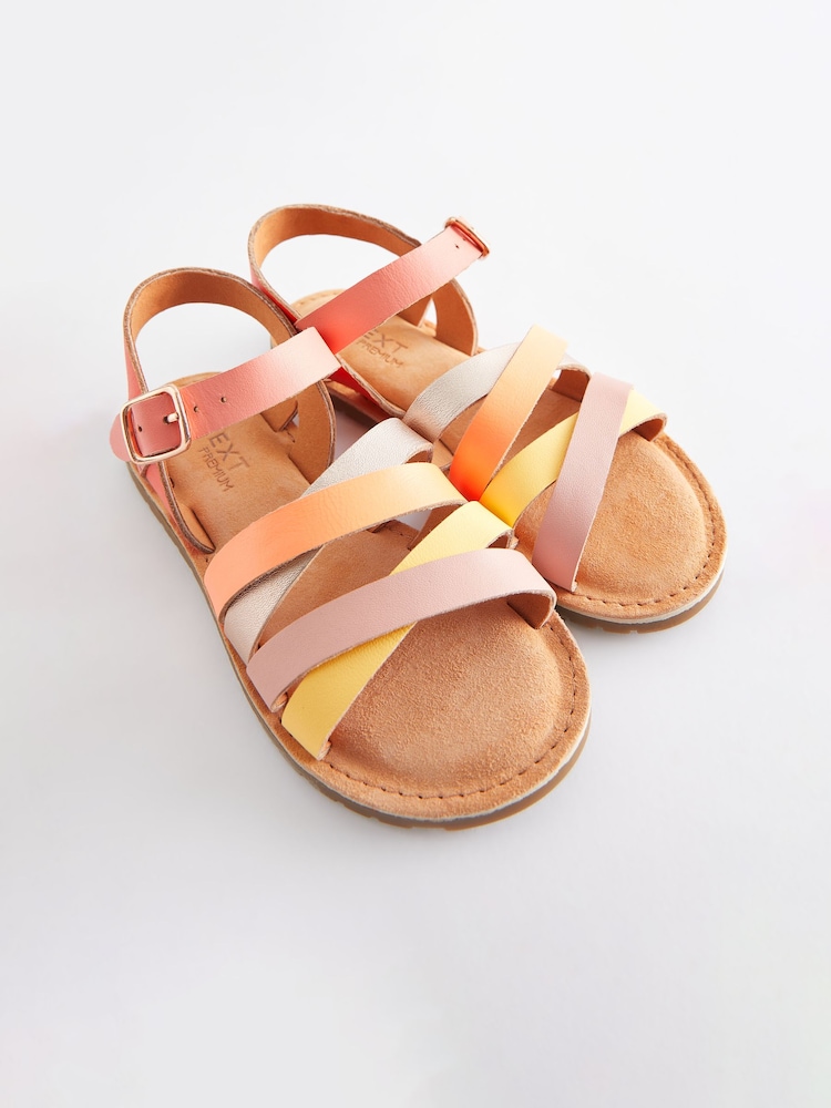 Pink Multicolour Leather Strappy Sandals - Image 5 of 5
