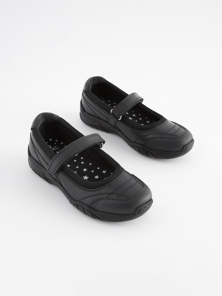 Black Leather Casual Mary Jane Shoes - Image 1 of 5 Black Leather Casual Mary Jane Shoes - Image 1 of 5