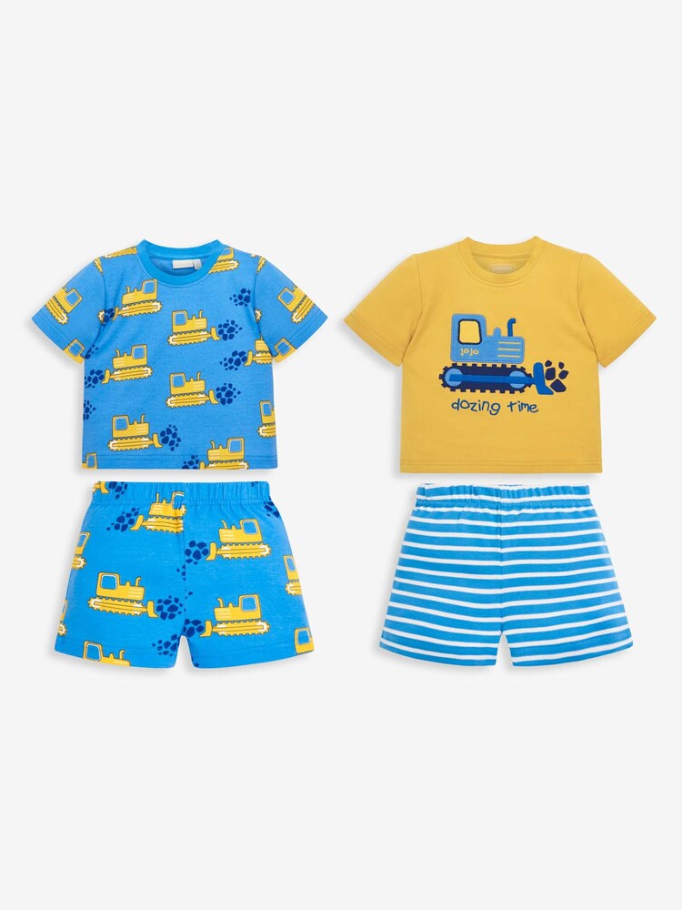 JoJo Maman Bébé Blue 2-Pack Kids Bulldozer Jersey Pyjamas - Image 1 of 5