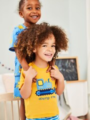 JoJo Maman Bébé Blue 2-Pack Kids Bulldozer Jersey Pyjamas - Image 5 of 5