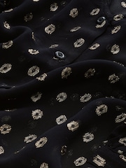 Black V-Neck Metallic Spot 3/4 Sleeve Blouse - Image 5 of 6