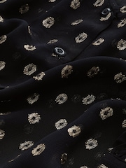 Black V-Neck Metallic Spot 3/4 Sleeve Blouse - Image 6 of 6