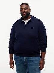 Tommy Hilfiger Blue Plus Regular Fit Polo Jumper With Cashmere - Image 1 of 5