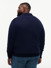 Tommy Hilfiger Blue Plus Regular Fit Polo Jumper With Cashmere - Image 2 of 5