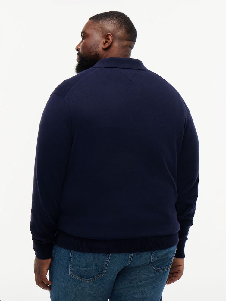 Tommy Hilfiger Blue Plus Regular Fit Polo Jumper With Cashmere - Image 2 of 5