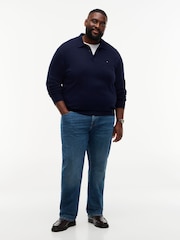 Tommy Hilfiger Blue Plus Regular Fit Polo Jumper With Cashmere - Image 3 of 5