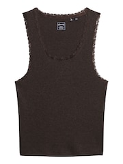 Superdry Brown Vintage Lace Trim Vest - Image 4 of 4