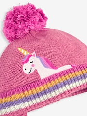 JoJo Maman Bébé Pink Appliqué Bobble Hat - Image 2 of 2