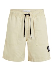 Calvin Klein Cream Logo Linen Shorts - Image 2 of 4