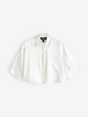 Cream Rochelle Humes Satin Boxy Shirt - Image 4 of 6