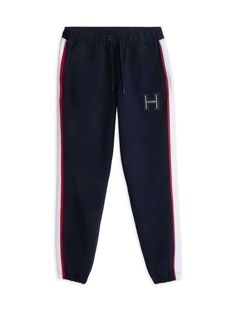 Tommy Hilfiger Blue Logo Stripe Pique Cuffed Joggers - Image 5 of 5